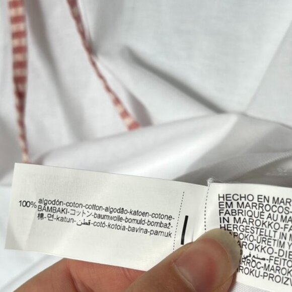 Zara Gingham Check Contrast T-shirt Women's Medium - Picture 6 of 7